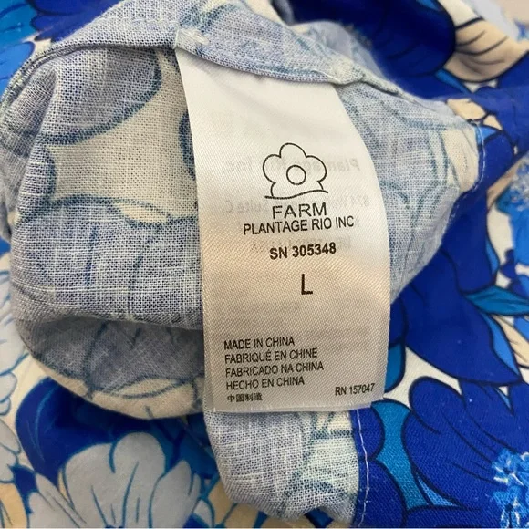 Farm Rio Flower Stripes Maxi Dress In Flower Stripes Off-white Large Blue - Picture 6 of 7